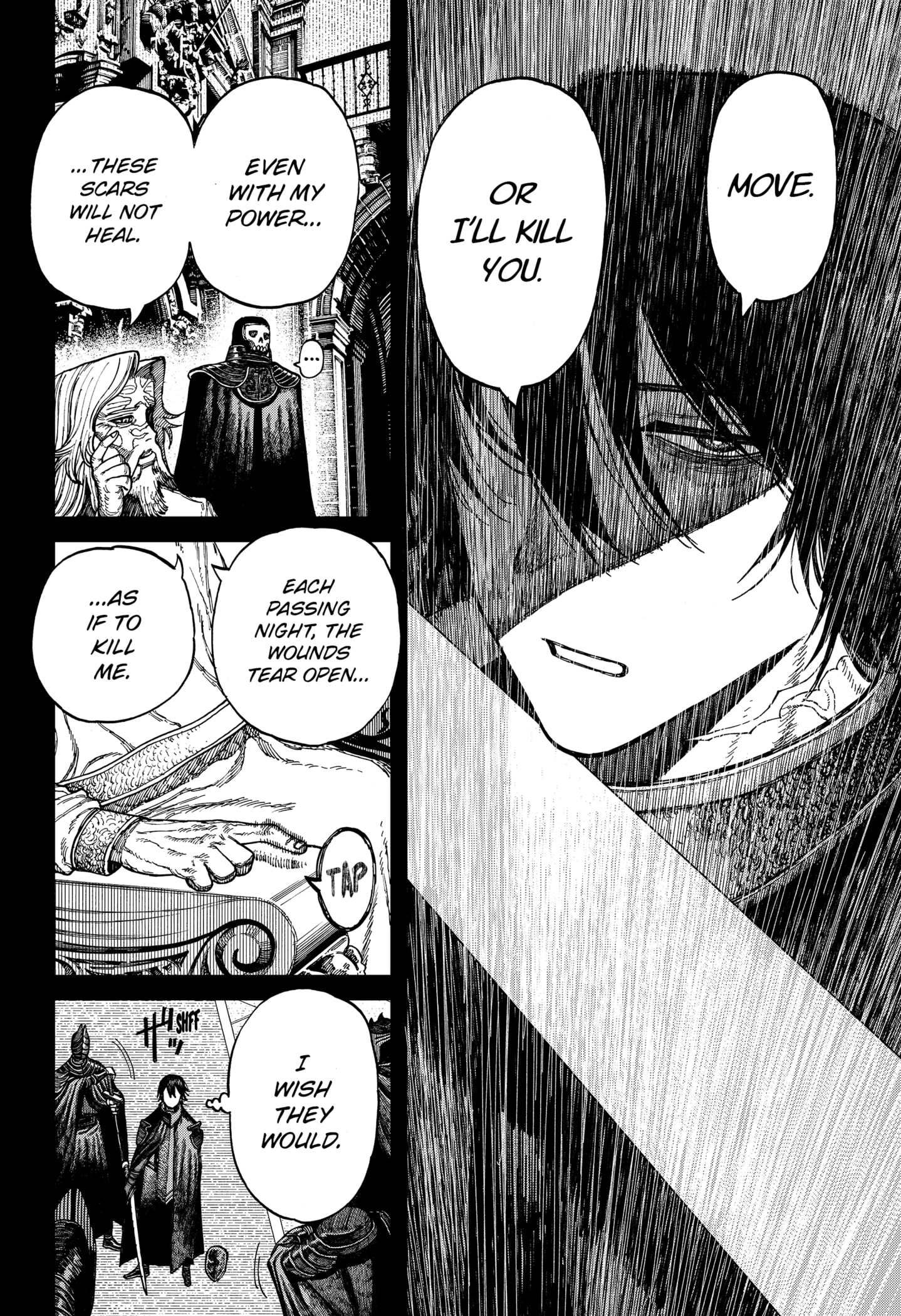 Centuria Manga Chapter 46 page 16 - The Faceless Black Knight scene