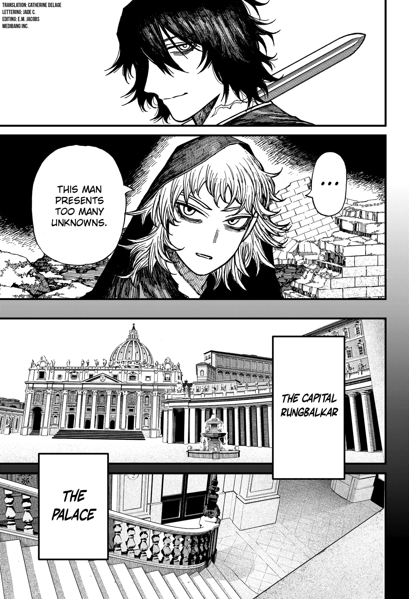 Centuria Manga Chapter 46 page 3 - The Faceless Black Knight scene